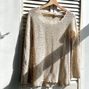 Paul Harris Vintage Early 2000s Crochet Beige Sweater
